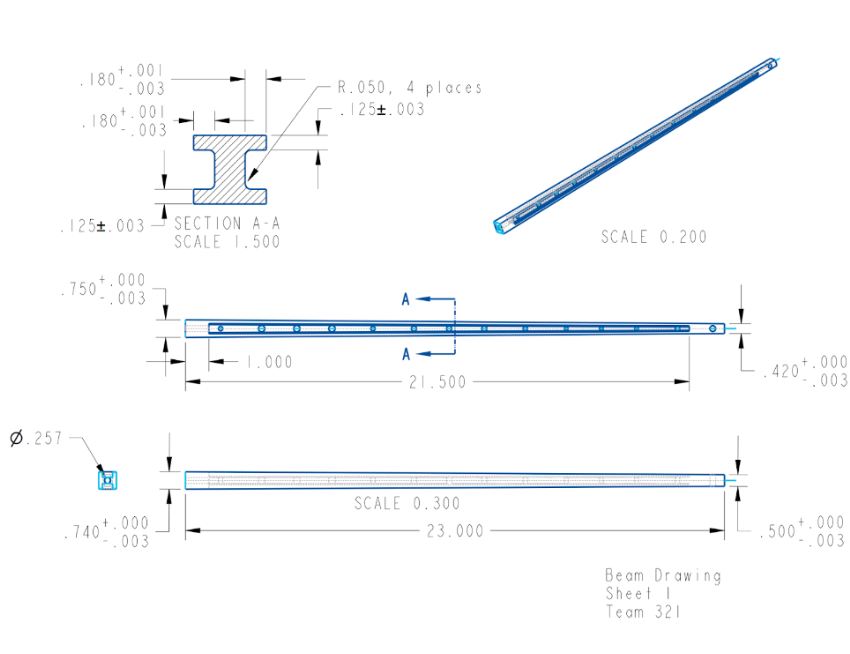 Engineering drawing of internal I-beam